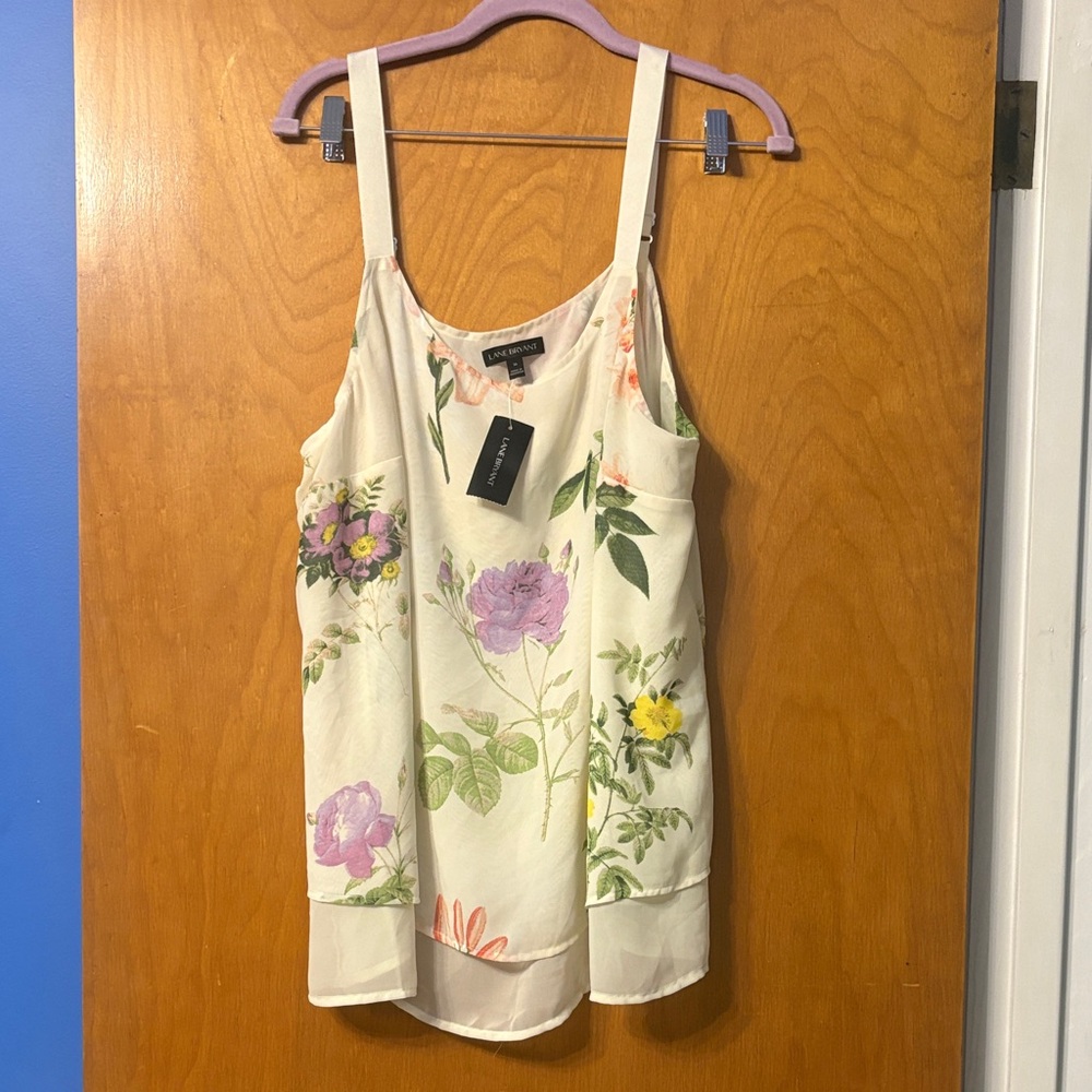 NWT Lane Bryant Cream and Purple Floral Camisole